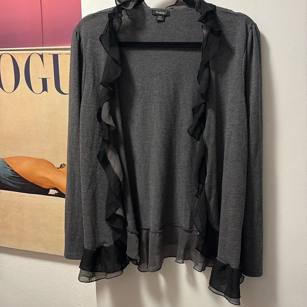 Rhapsody lightweight knit and double lace sweater M